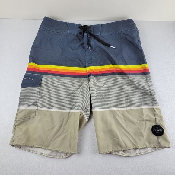 Rip Curl Mirage Boardshorts Stripe Stretch Colorblock Hybrid Swim Trunks 29 Mens - Picture 1 of 11